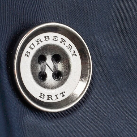 Burberry Brit Navy Double-Breasted Belted Short Rain Coat - Picture 6 of 13